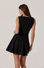 Cowl Neck Mixed Media Mini Dress