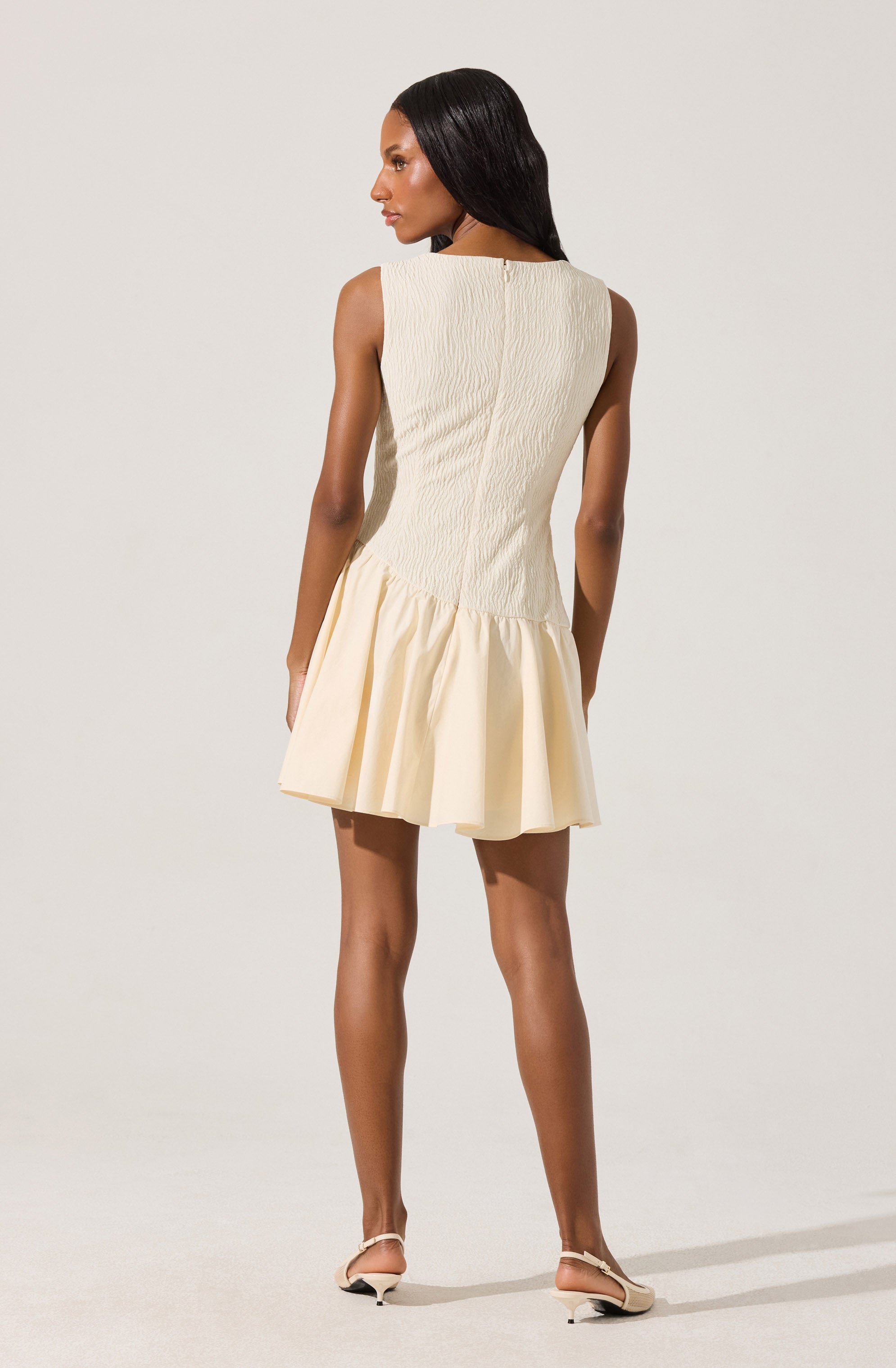 Cowl Neck Mixed Media Mini Dress