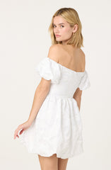 Off Shoulder Jacquard Bubble Dress