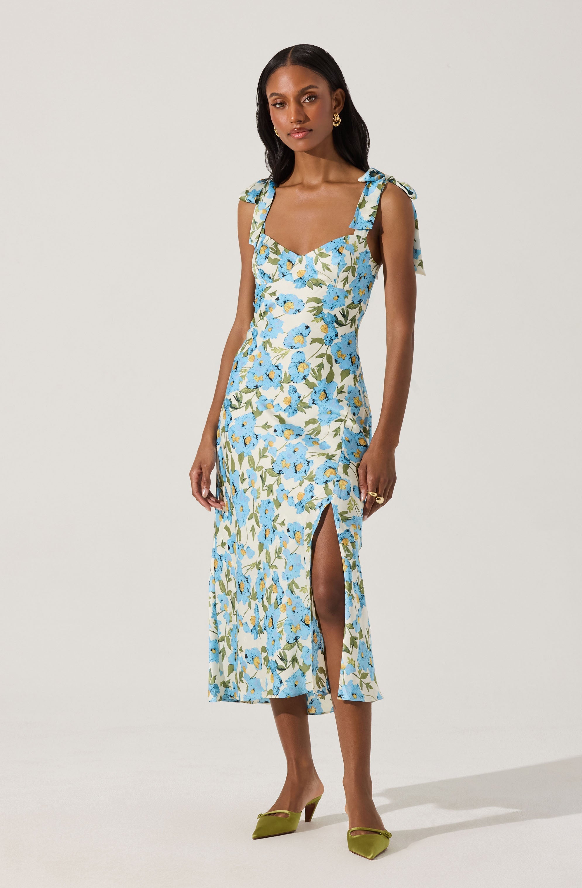 Sweetheart Bow Strap Midi Dress