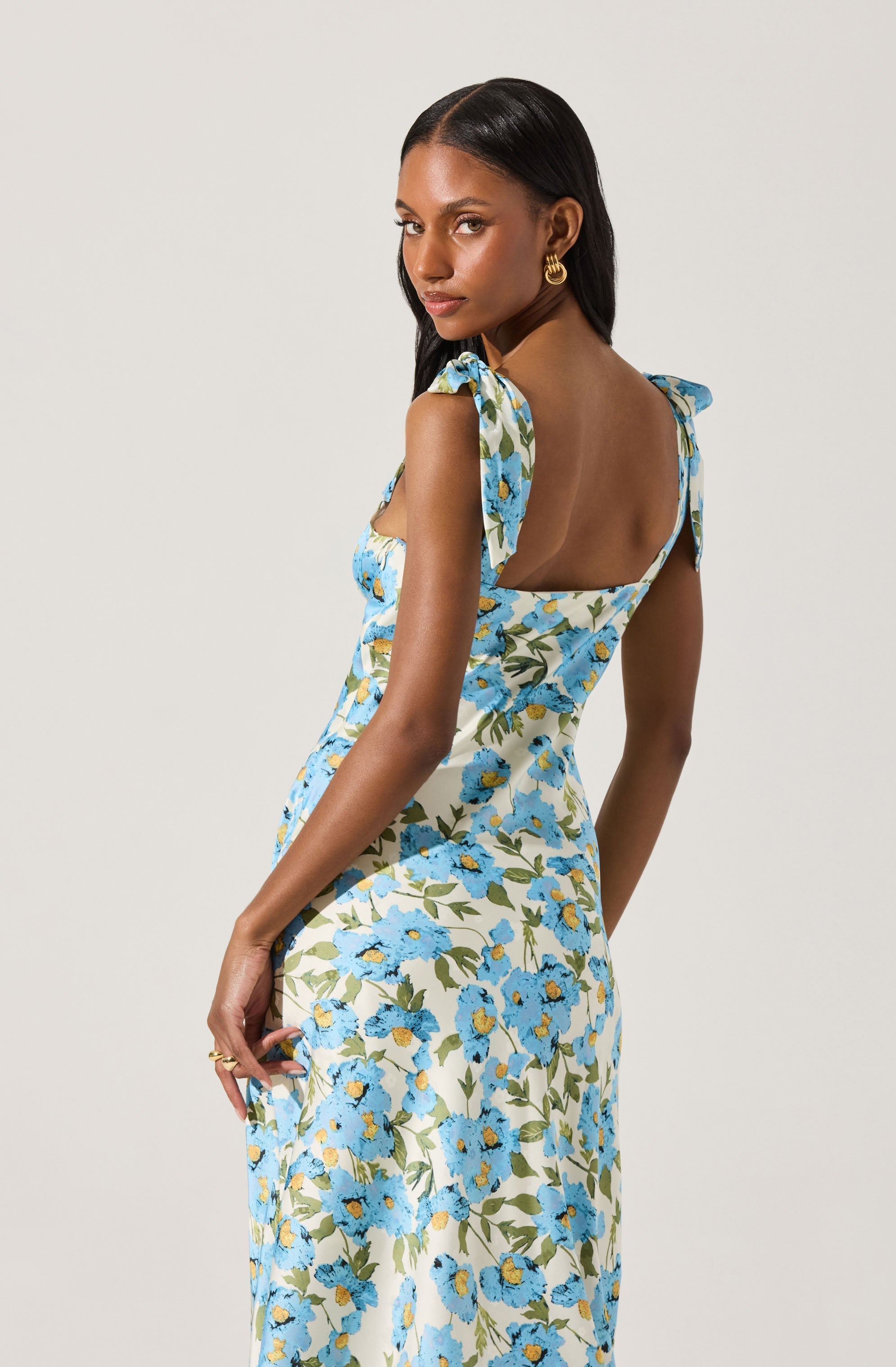 Sweetheart Bow Strap Midi Dress