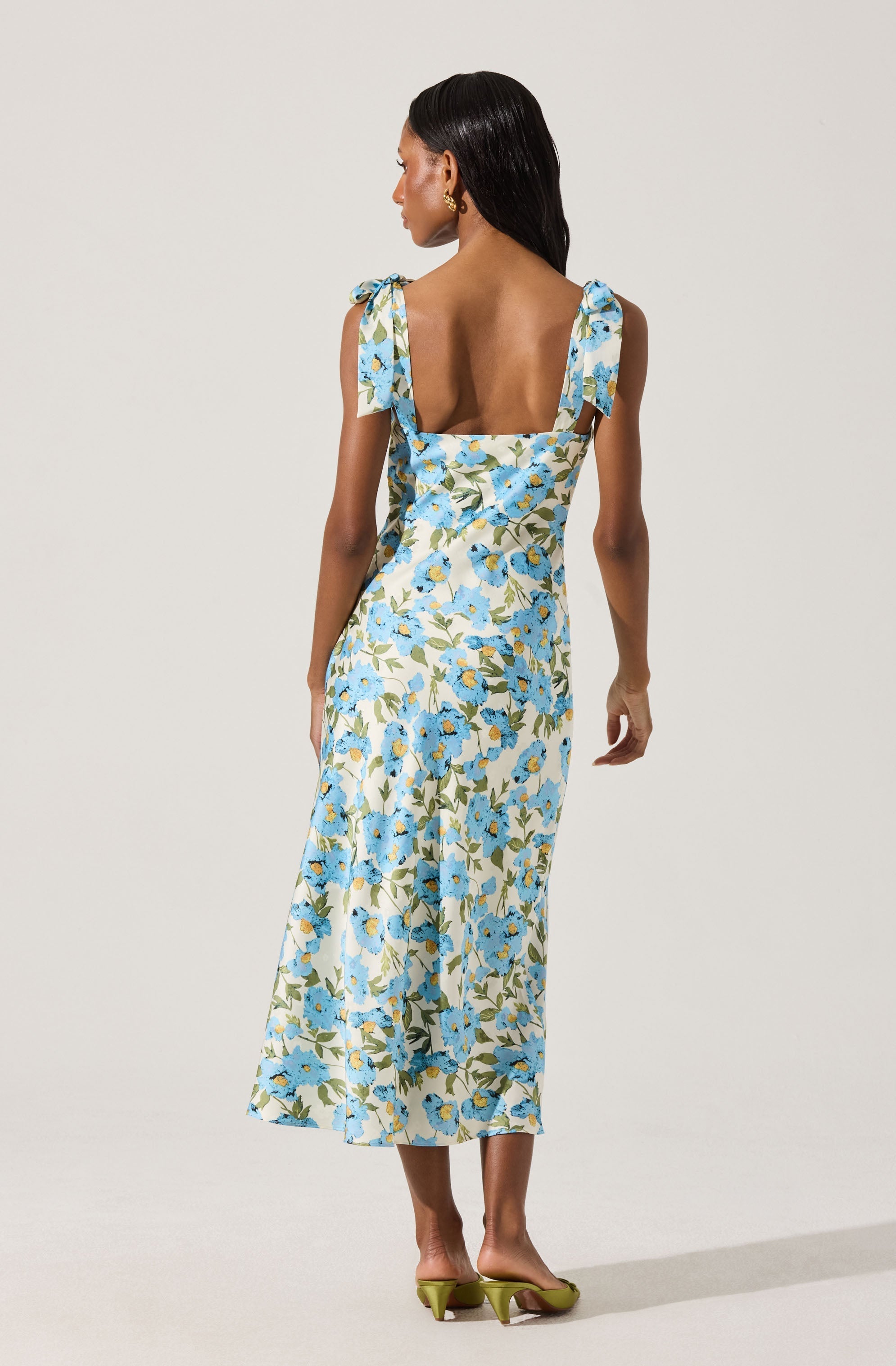 Sweetheart Bow Strap Midi Dress