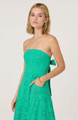 Eyelet Strapless Midi Dress