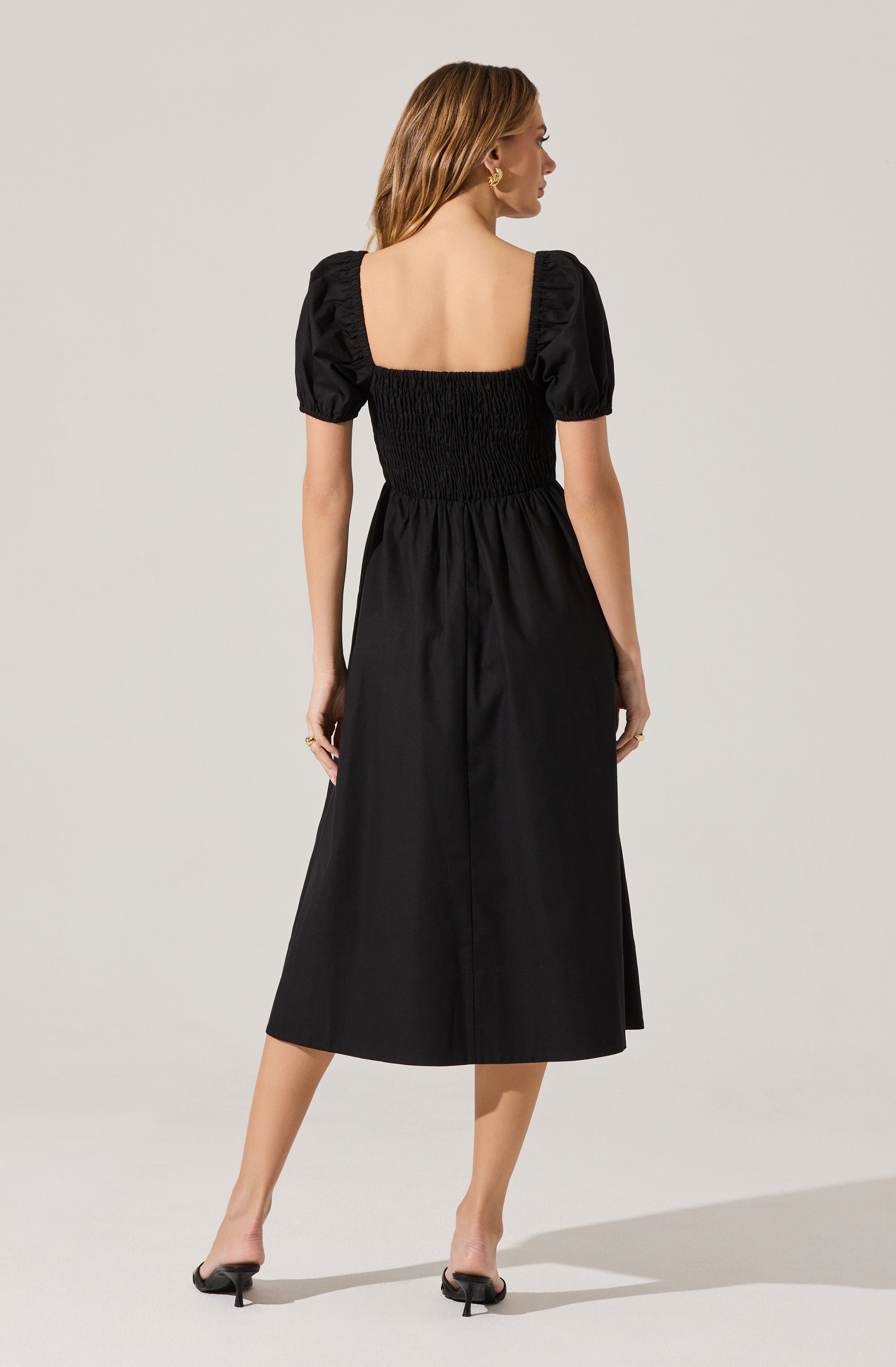 Smocked Bow Midi Dress