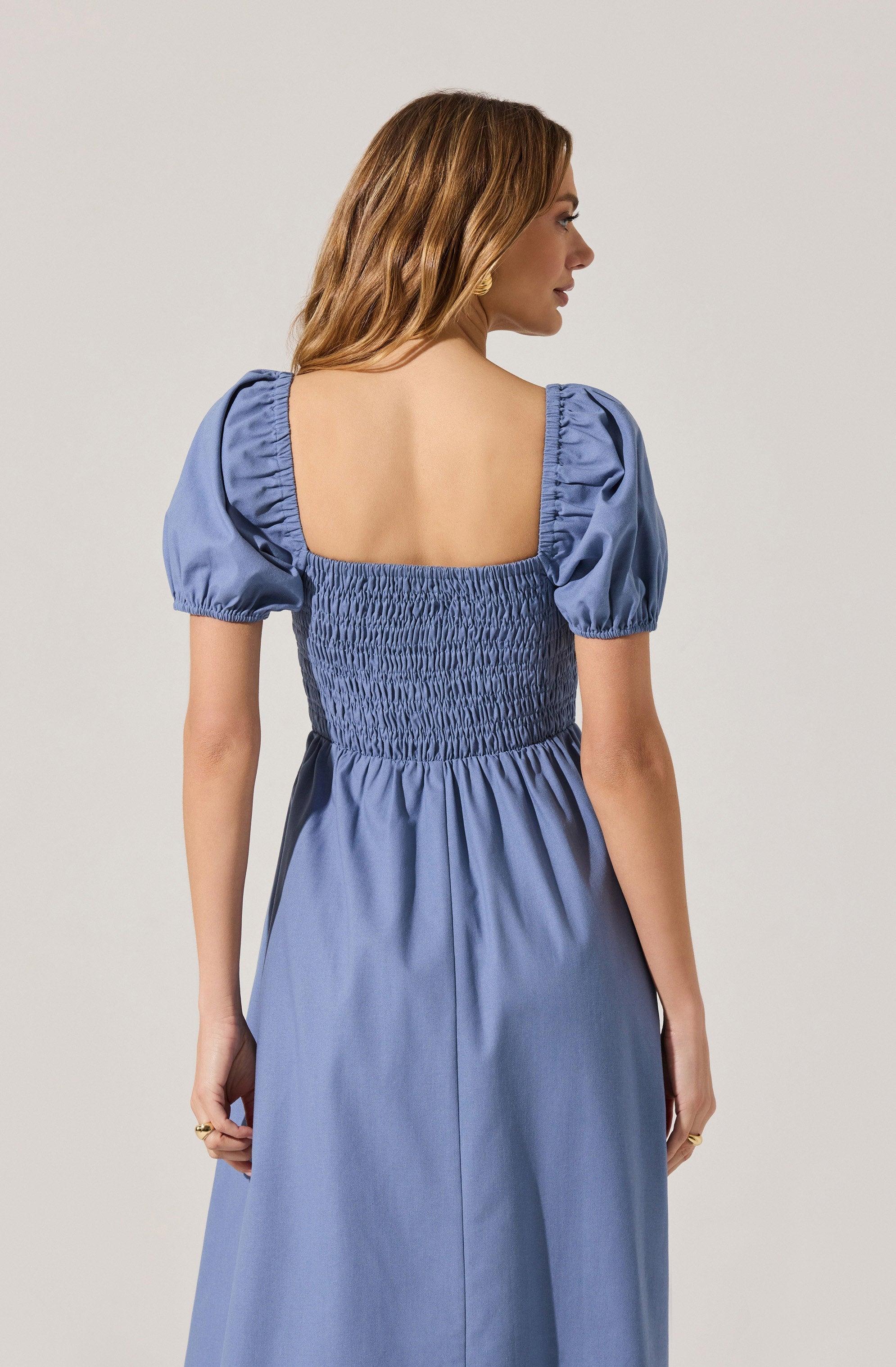 Smocked Bow Midi Dress