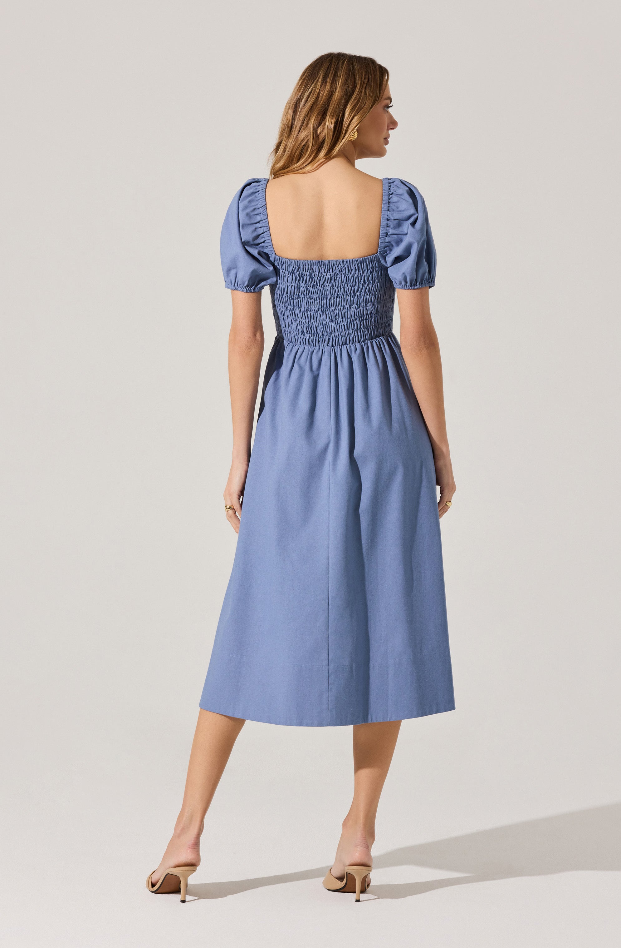 Smocked Bow Midi Dress
