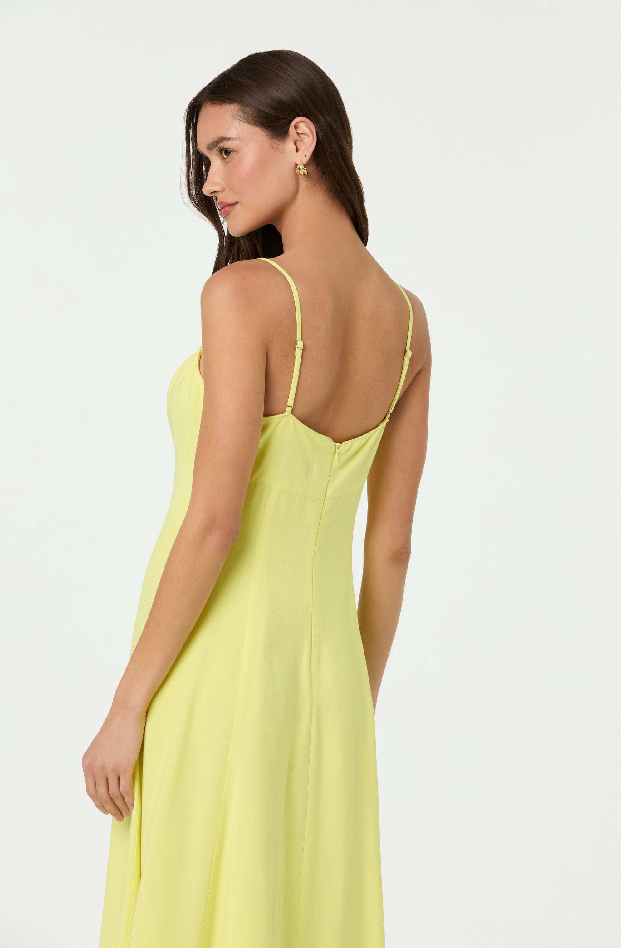 Linen-Blend A-Line Midi Dress