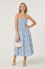 Smocked Floral Midi Dress