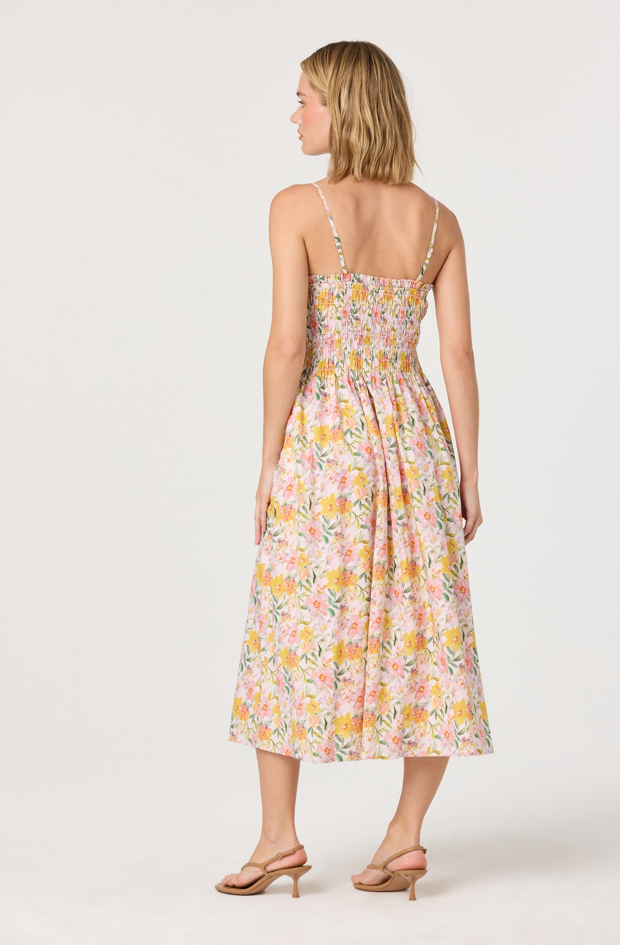 Smocked Floral Midi Dress