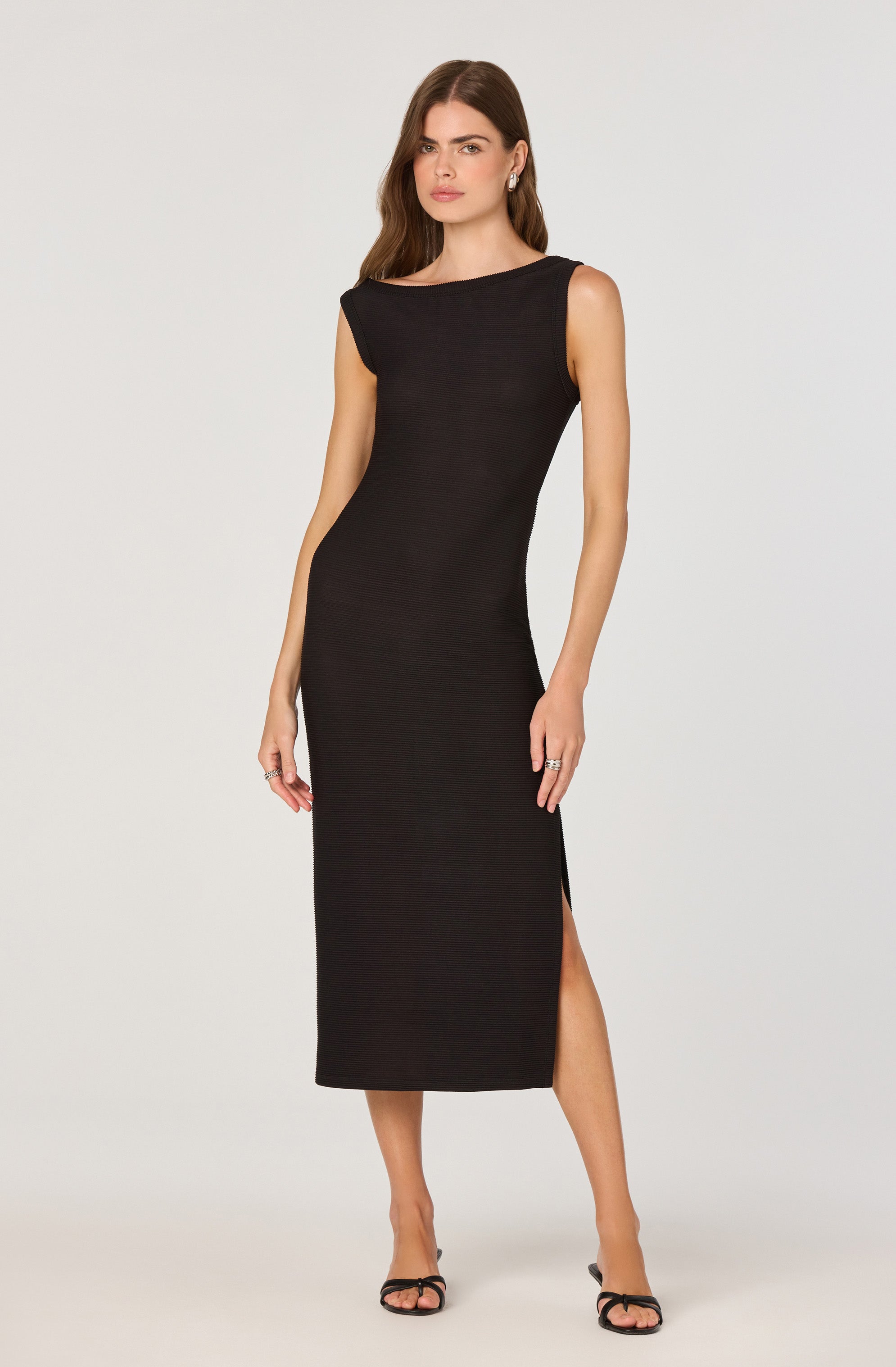 Off Shoulder Ribbed Knit Dress