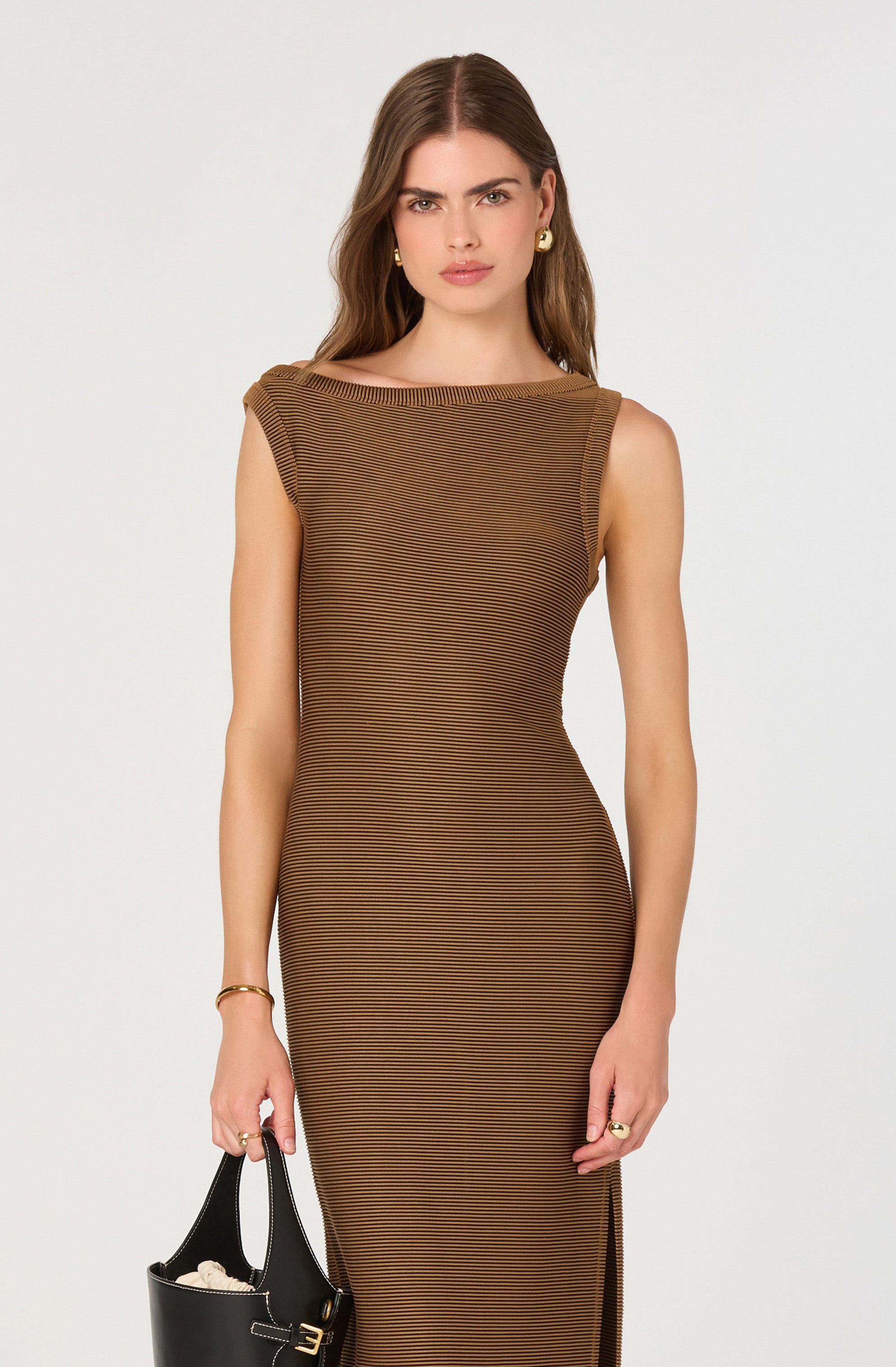 Off Shoulder Ribbed Knit Dress