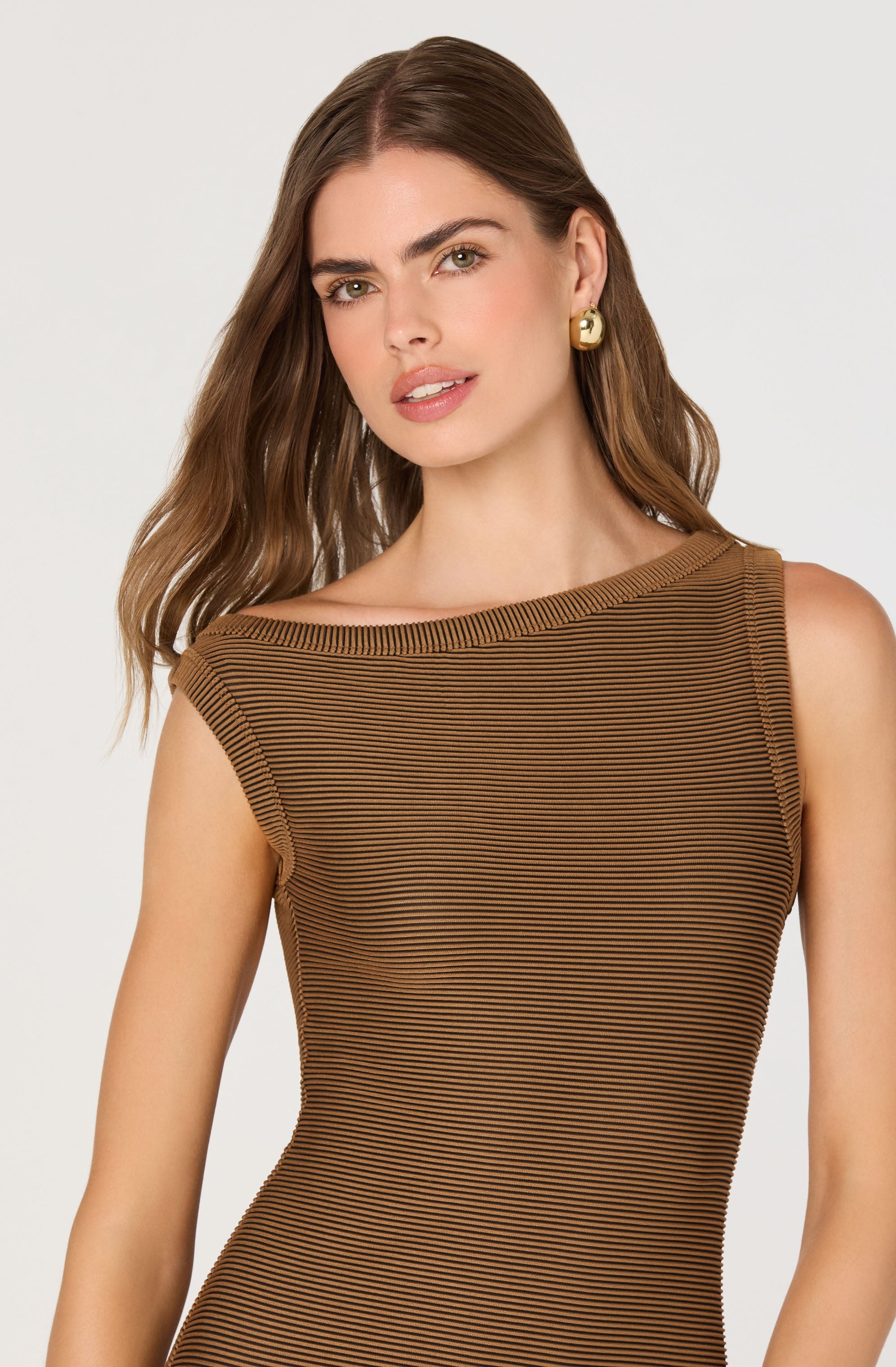 Off Shoulder Ribbed Knit Dress