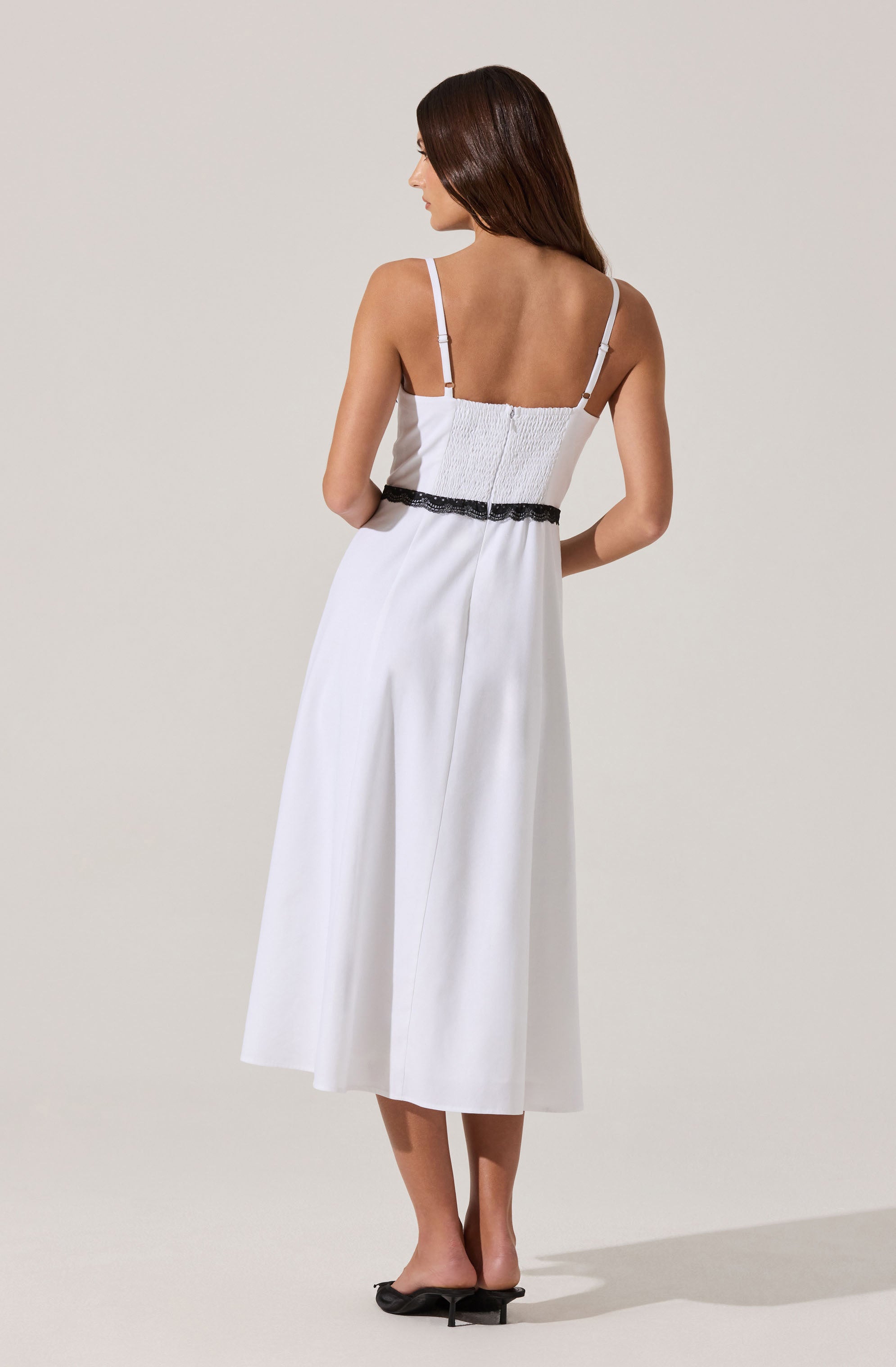 Contrast Lace Bustier Midi Dress