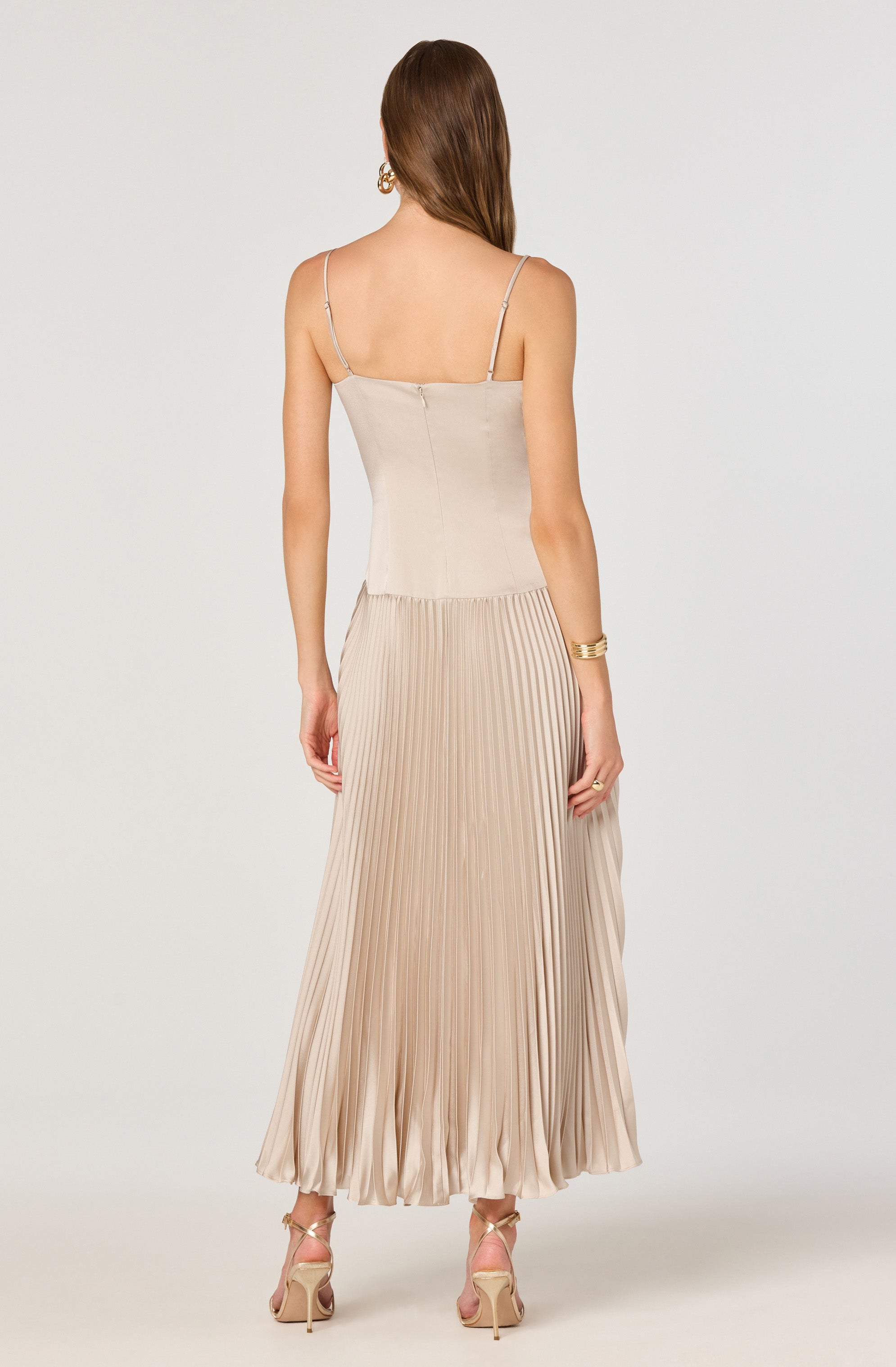 Pleated Drop Waist Maxi Dress