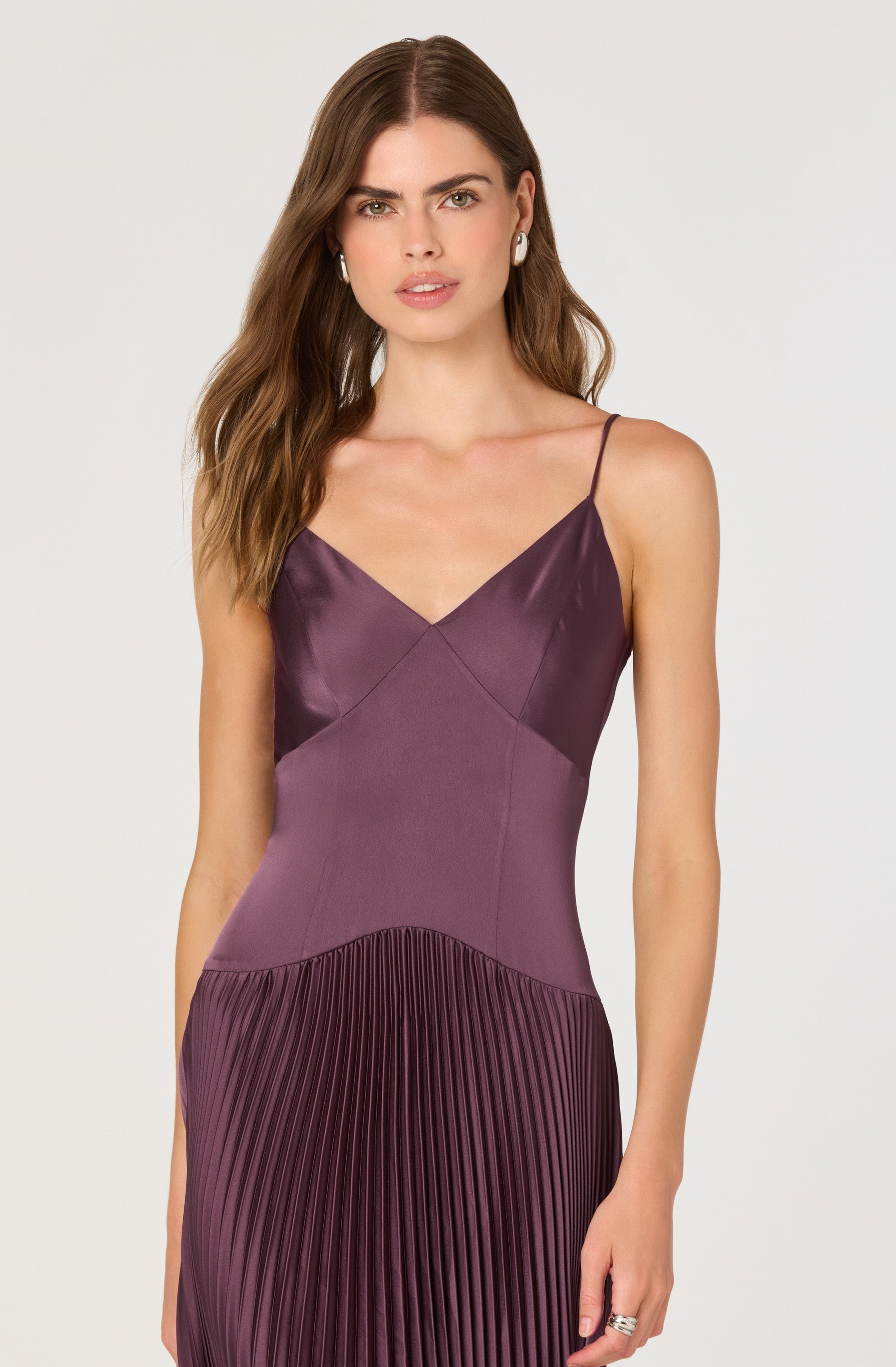 Pleated Drop Waist Maxi Dress