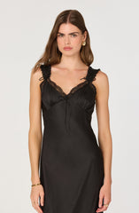 Lace Trim Satin Slip Dress