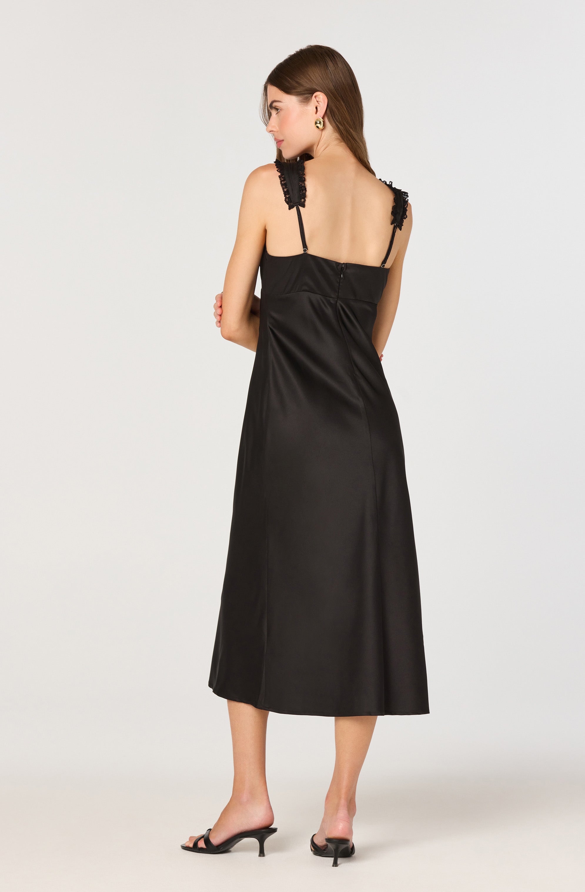 Lace Trim Satin Slip Dress