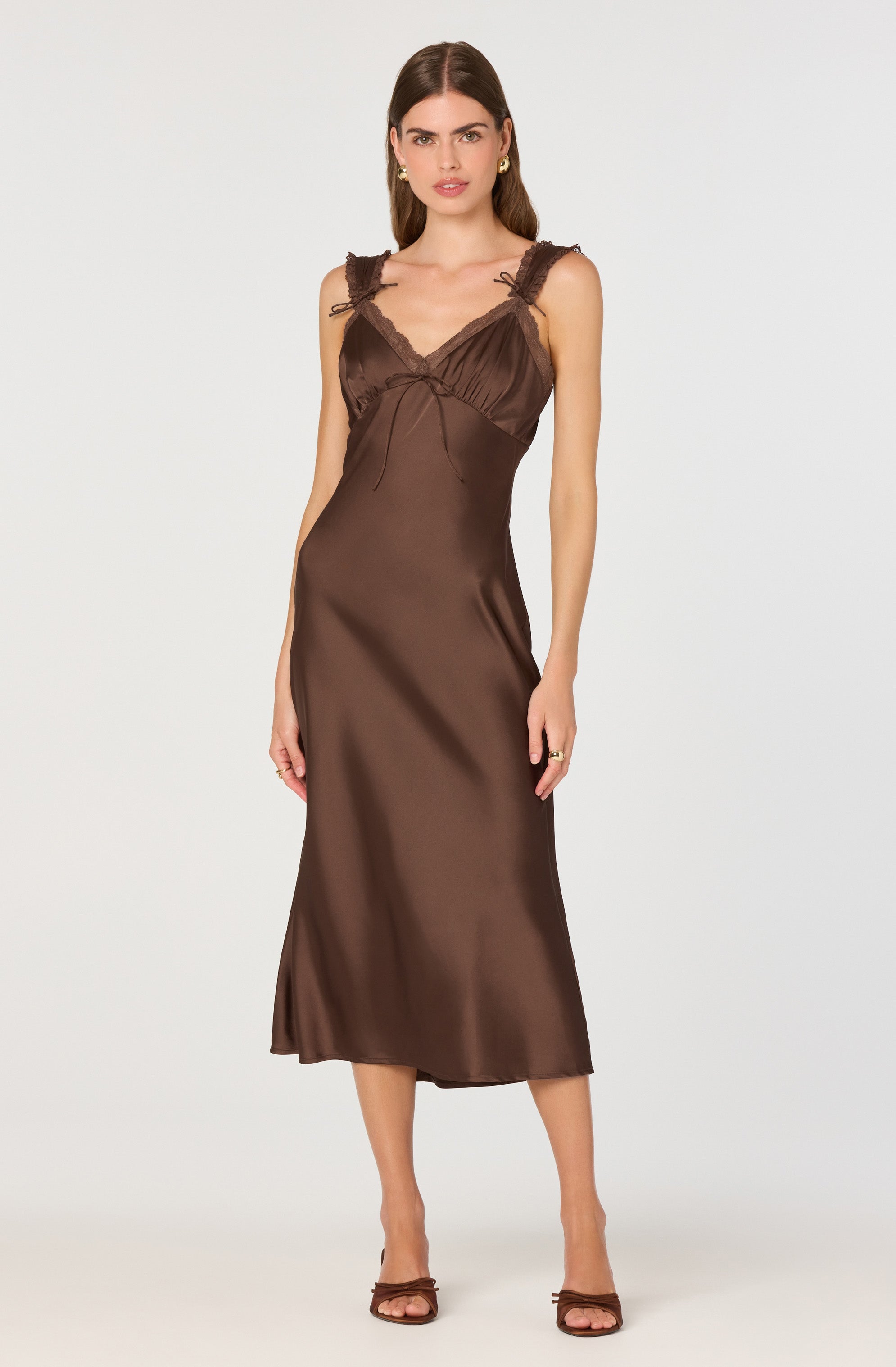 Lace Trim Satin Slip Dress