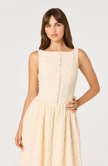 Button Front Boat Neck Dress