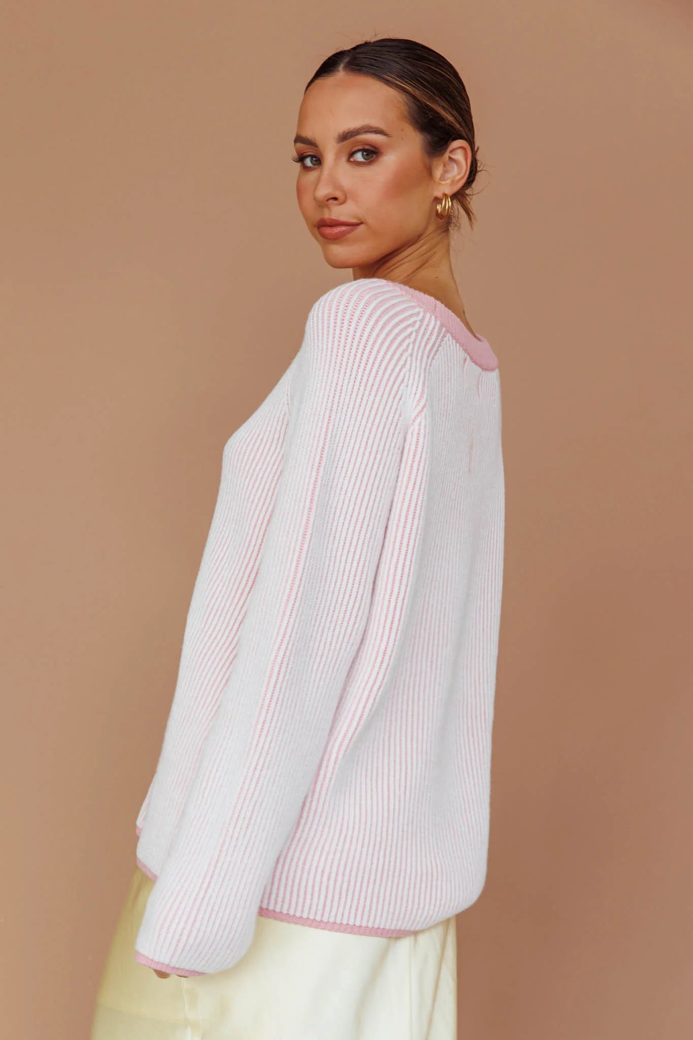 Trafalgur Ribbed Knit Sweater Pink