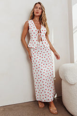 Meet Me There Tied Vest Top Hearts White