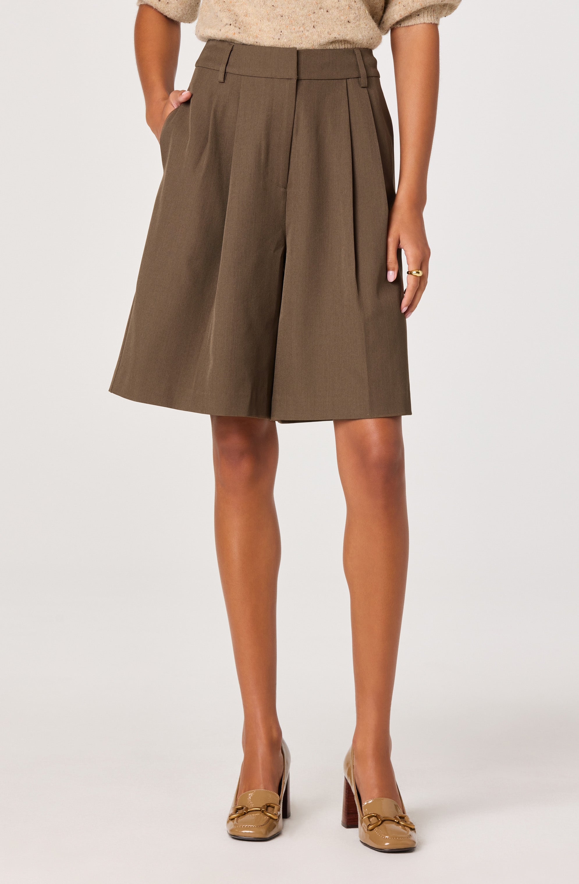 Pleat Front Tailored Bermuda Shorts