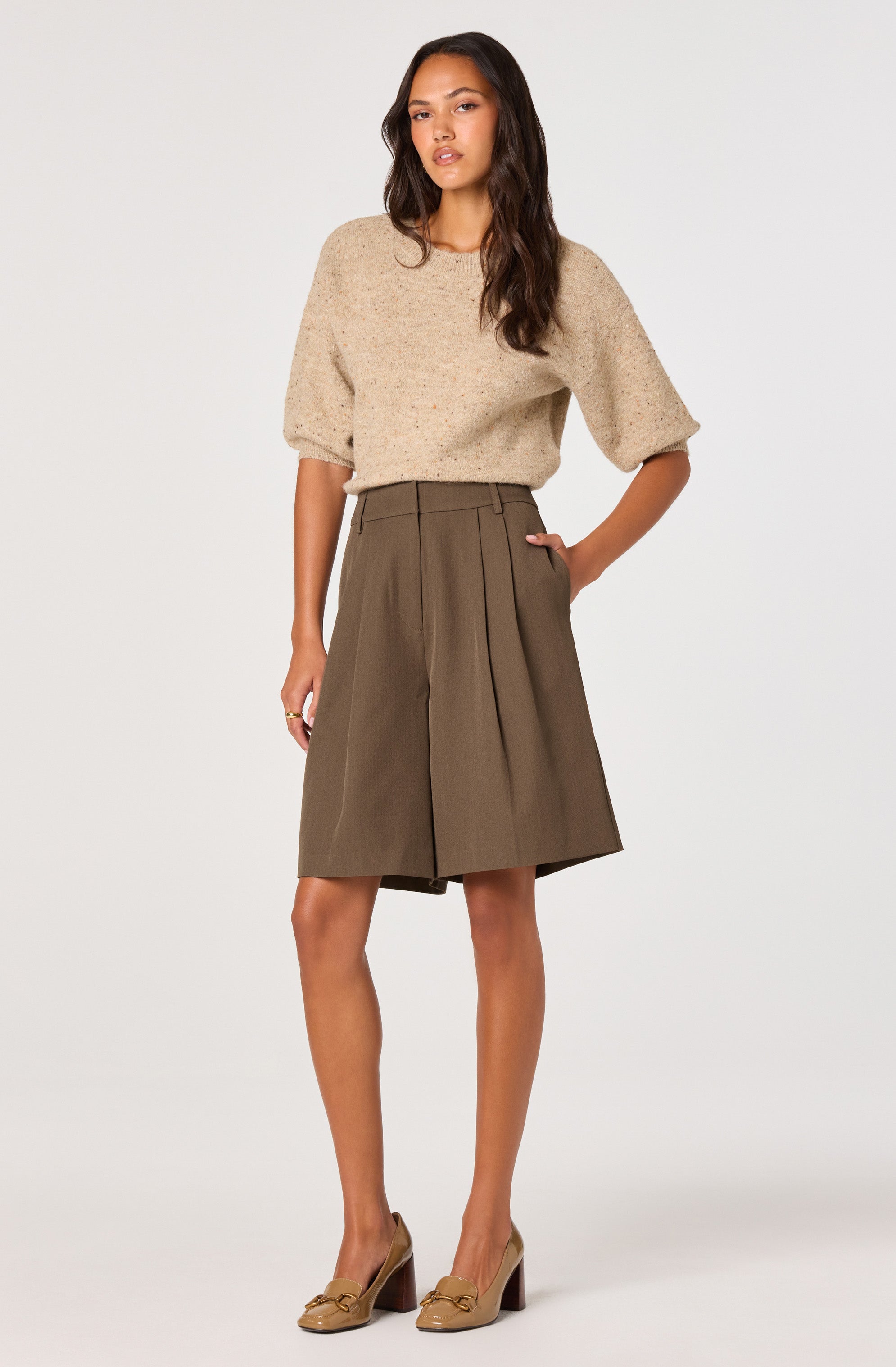 Pleat Front Tailored Bermuda Shorts