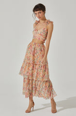 Tiered Plisse Maxi Skirt