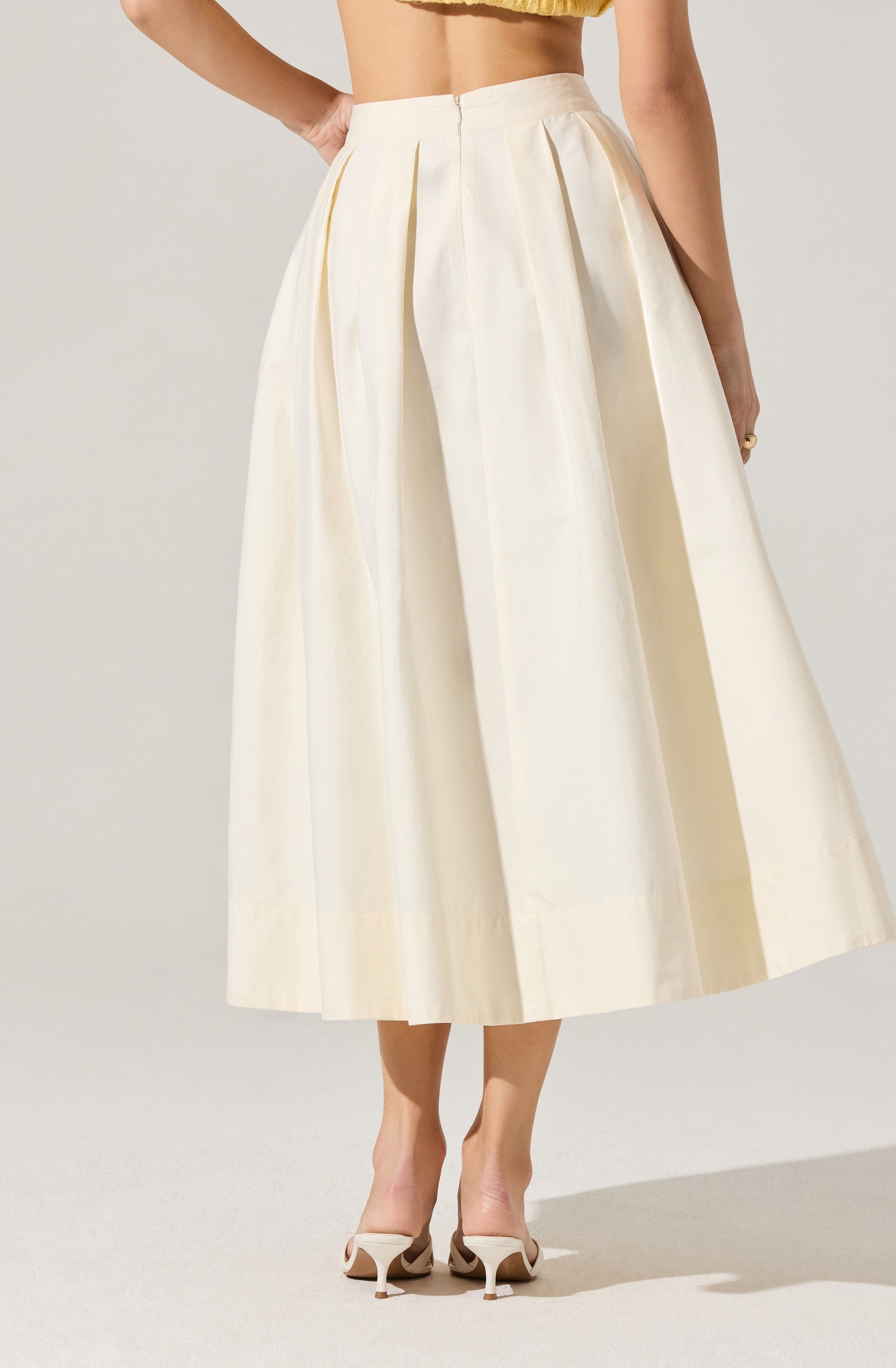 Full Flared Poplin Midi Skirt