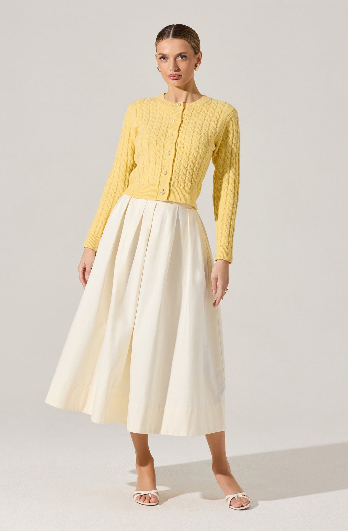Full Flared Poplin Midi Skirt