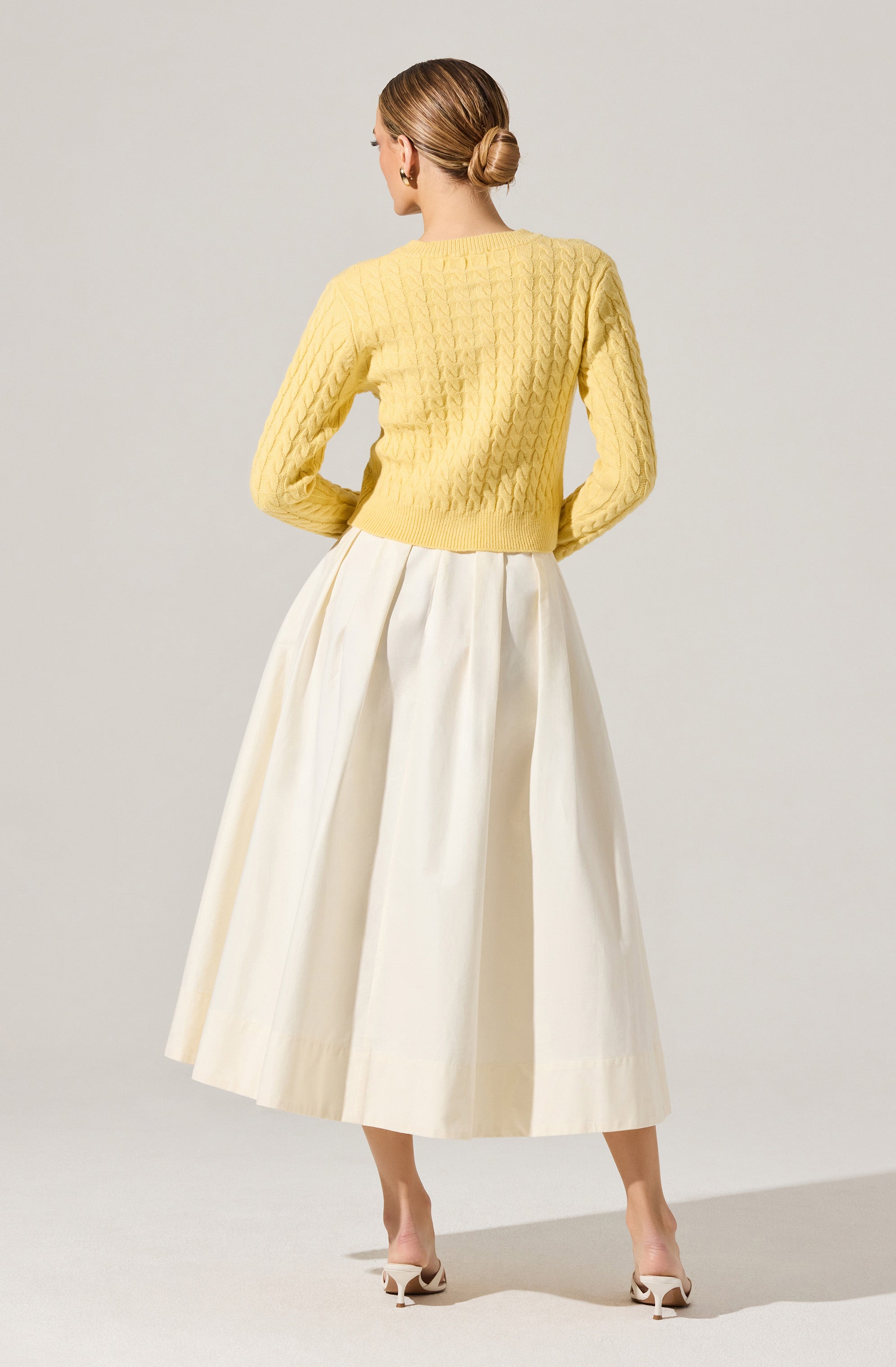 Full Flared Poplin Midi Skirt