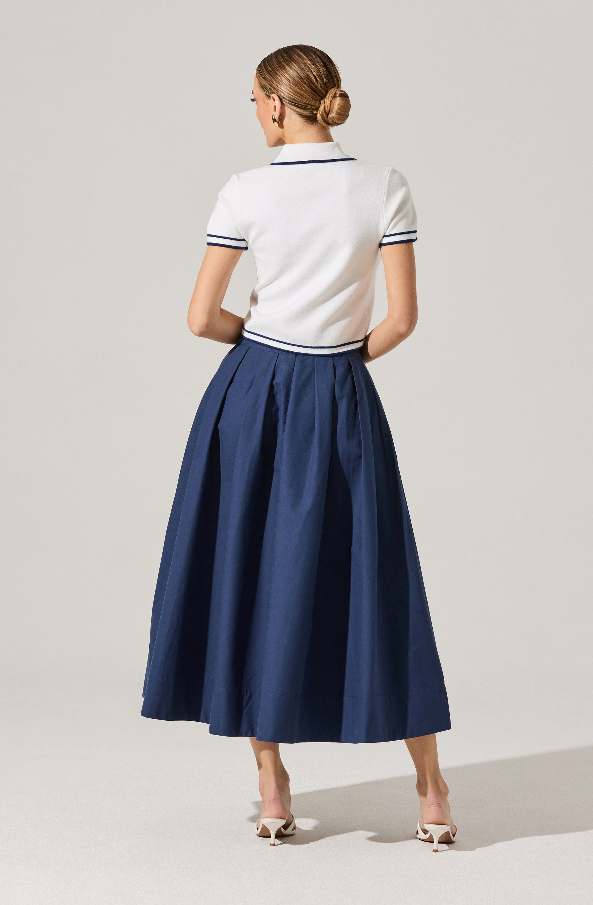 Full Flared Poplin Midi Skirt