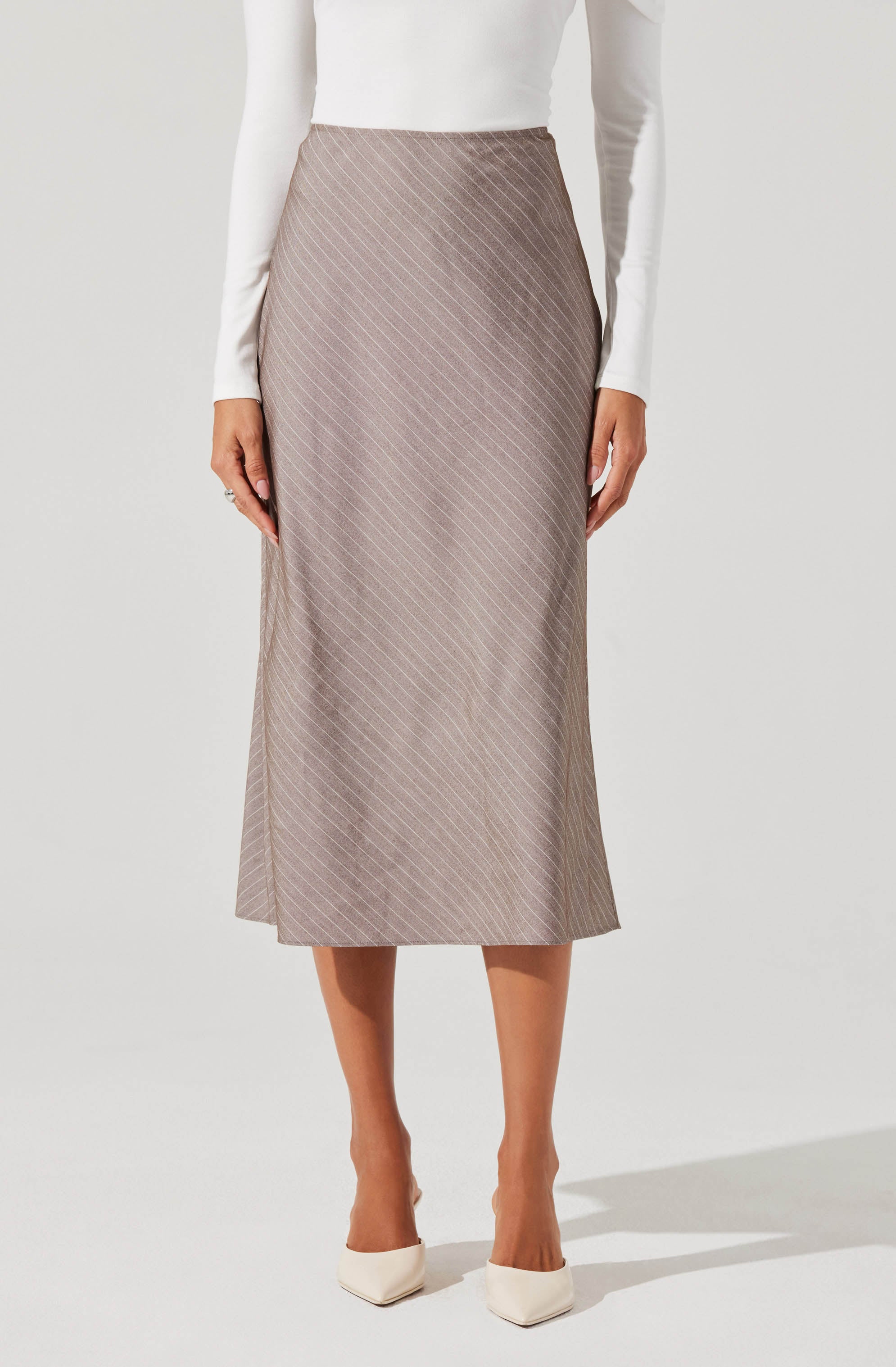 Striped Woven Midi Skirt