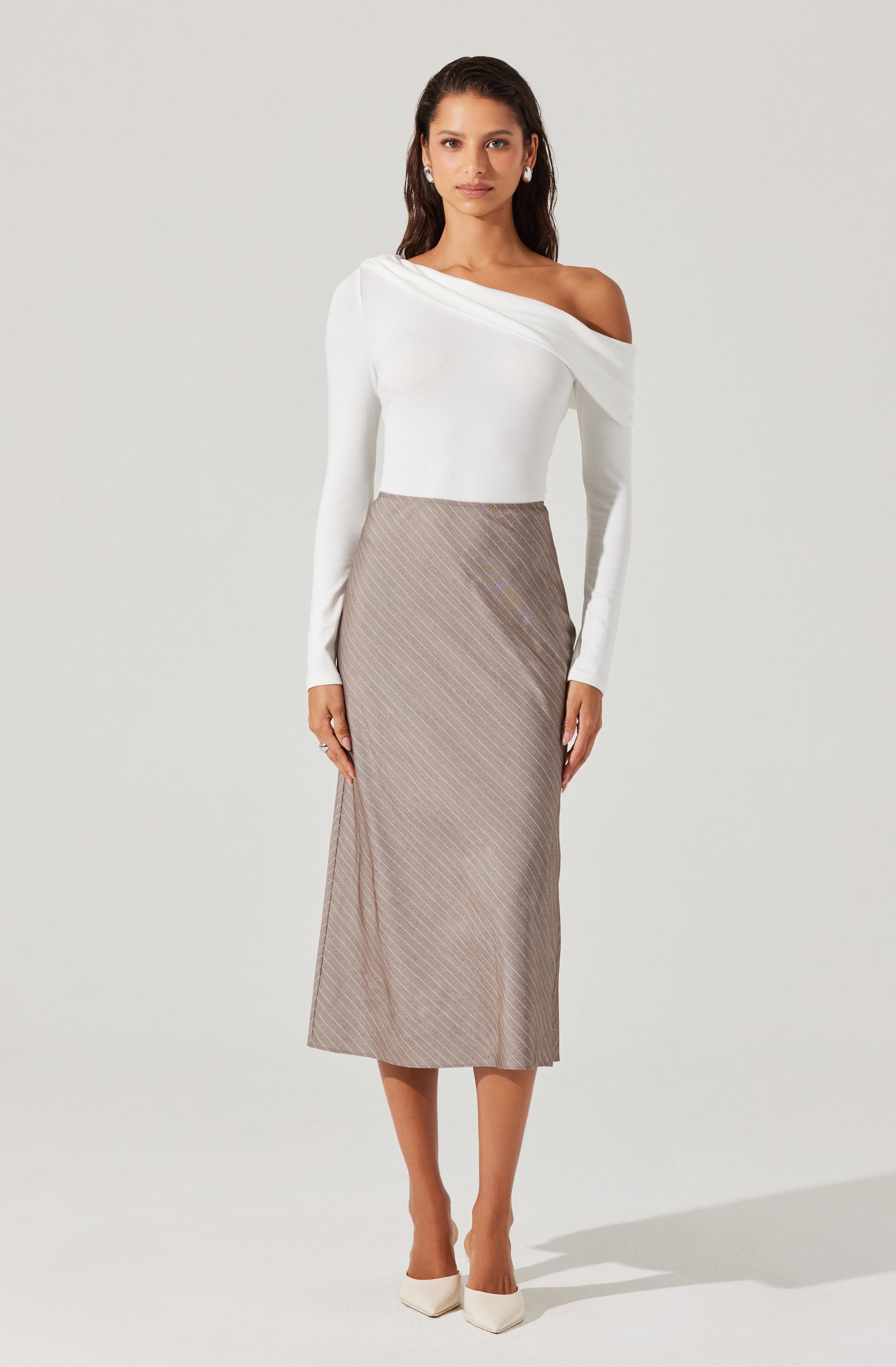 Striped Woven Midi Skirt