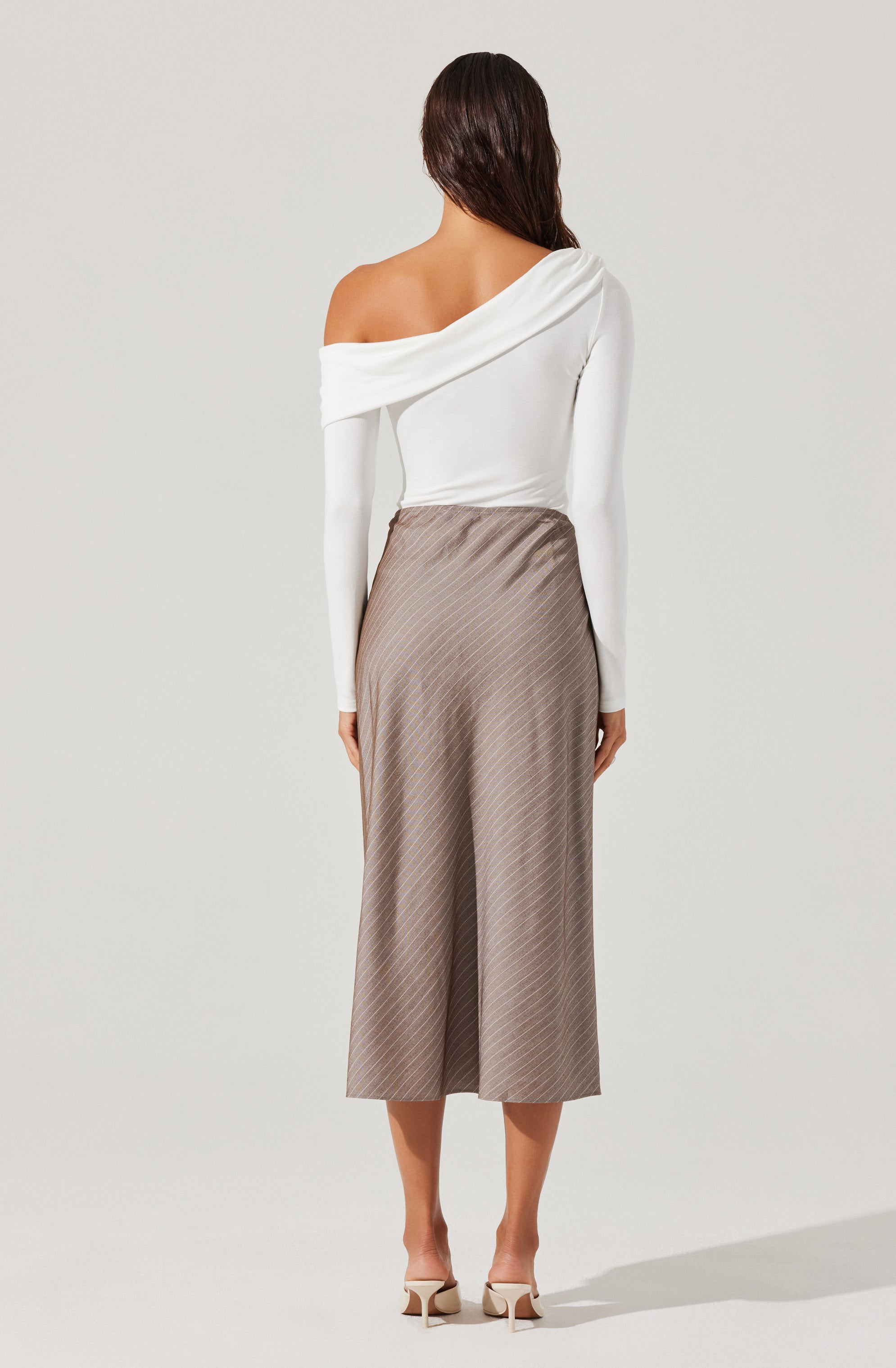 Striped Woven Midi Skirt