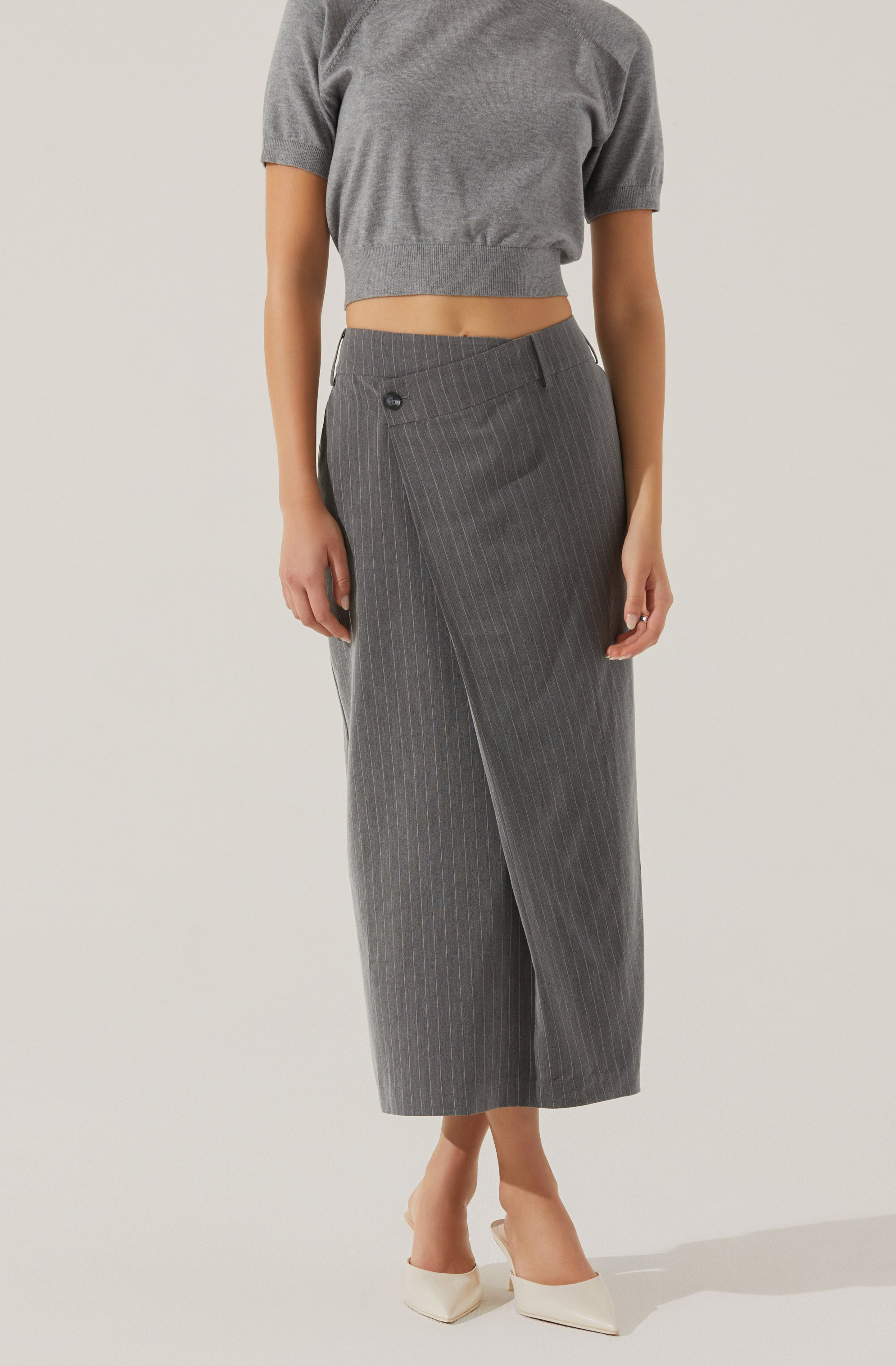 Pinstripe Asymmetrical Waist Skirt