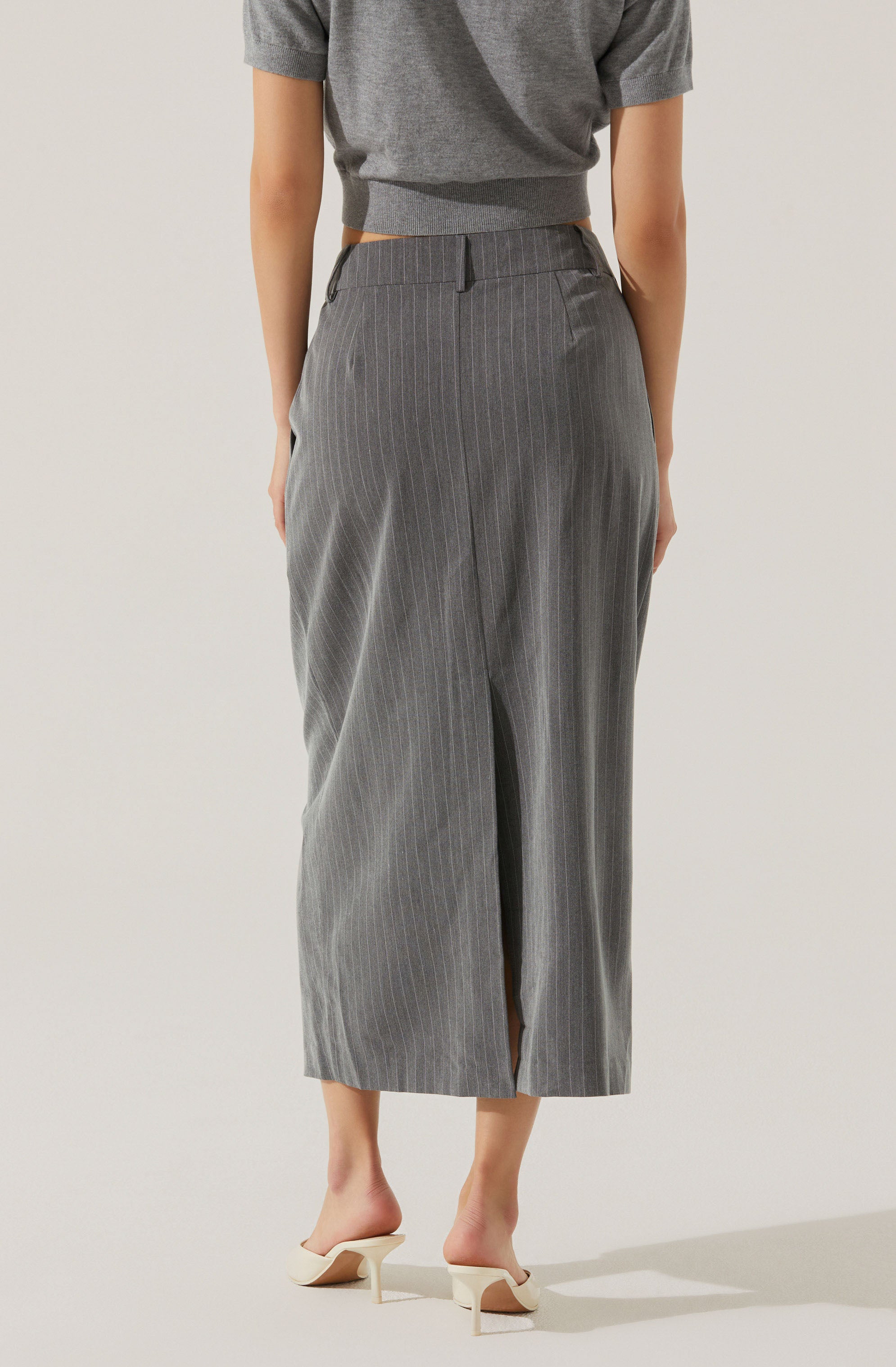 Pinstripe Asymmetrical Waist Skirt