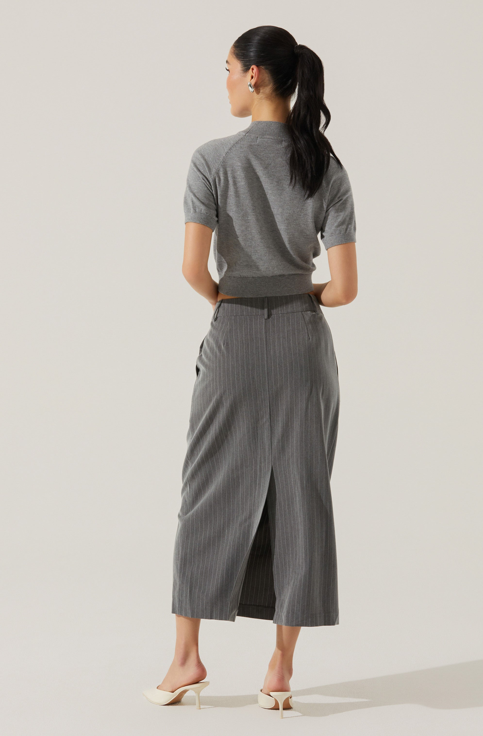 Pinstripe Asymmetrical Waist Skirt
