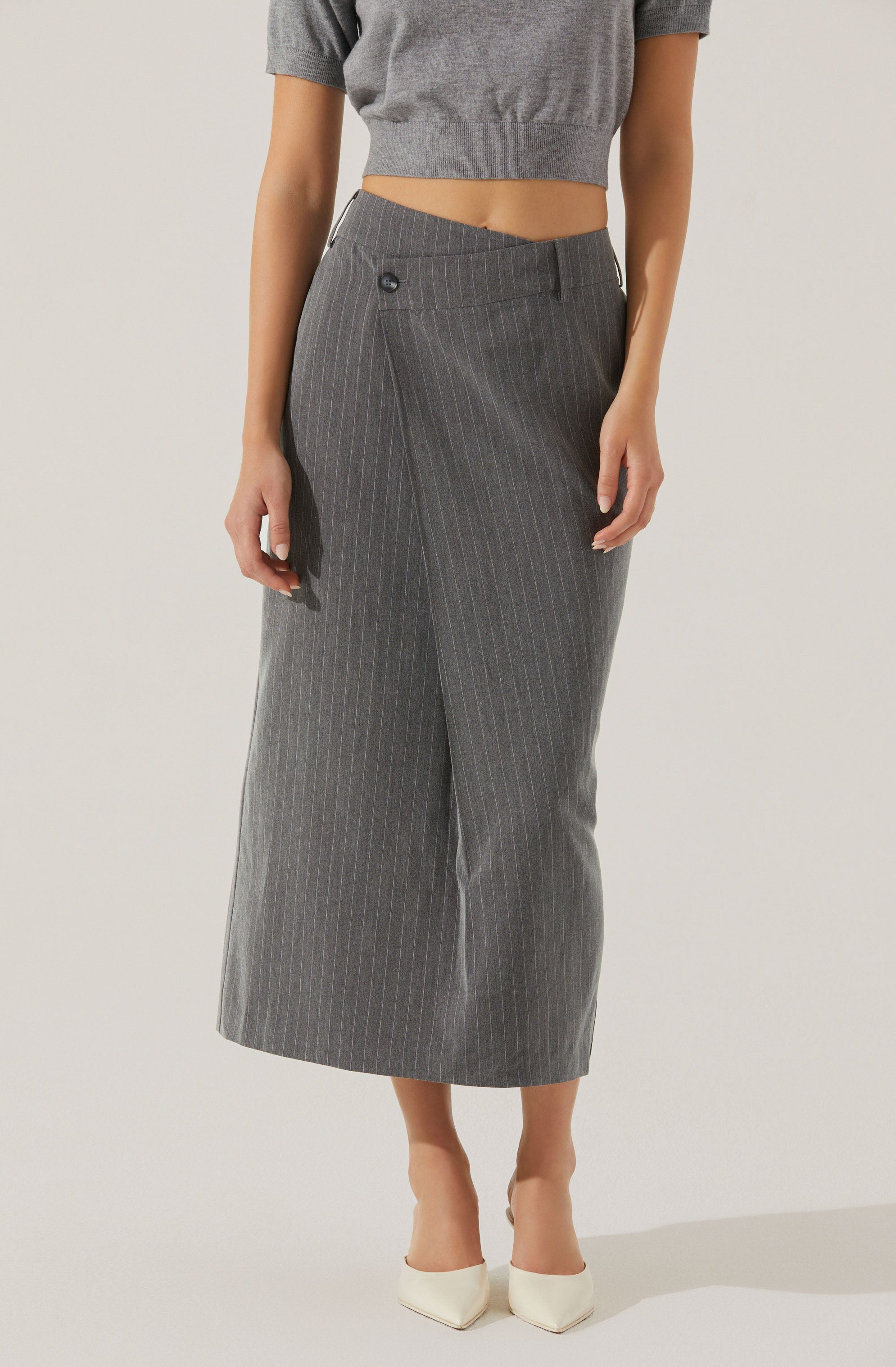 Pinstripe Asymmetrical Waist Skirt