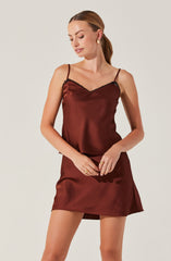 Satin Lace Trim Mini Skirt