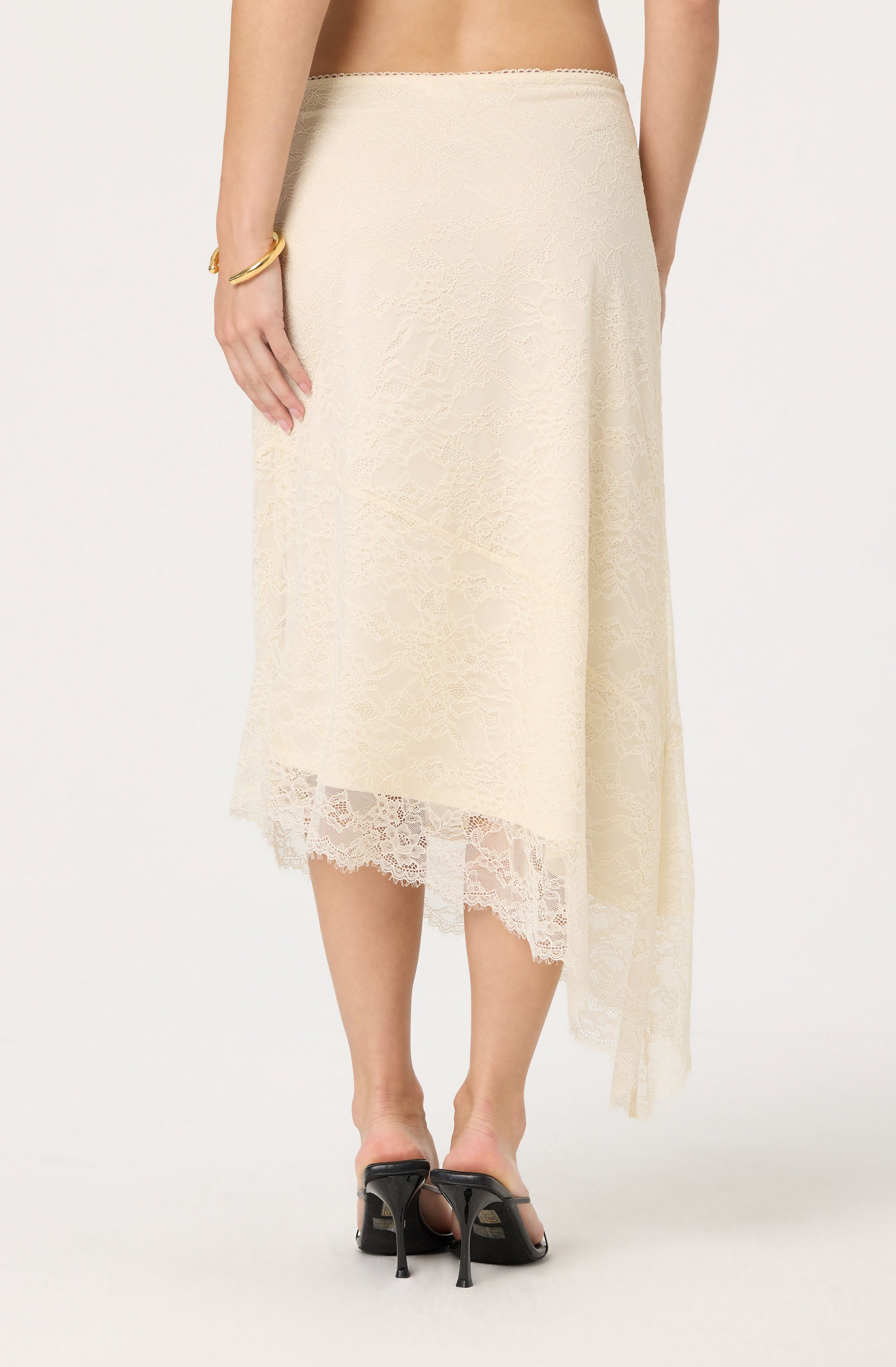 Asymmetrical Lace Midi Skirt