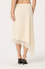 Asymmetrical Lace Midi Skirt