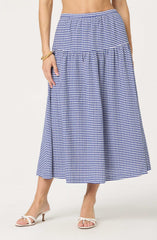Drop Waist Gingham Midi Skirt