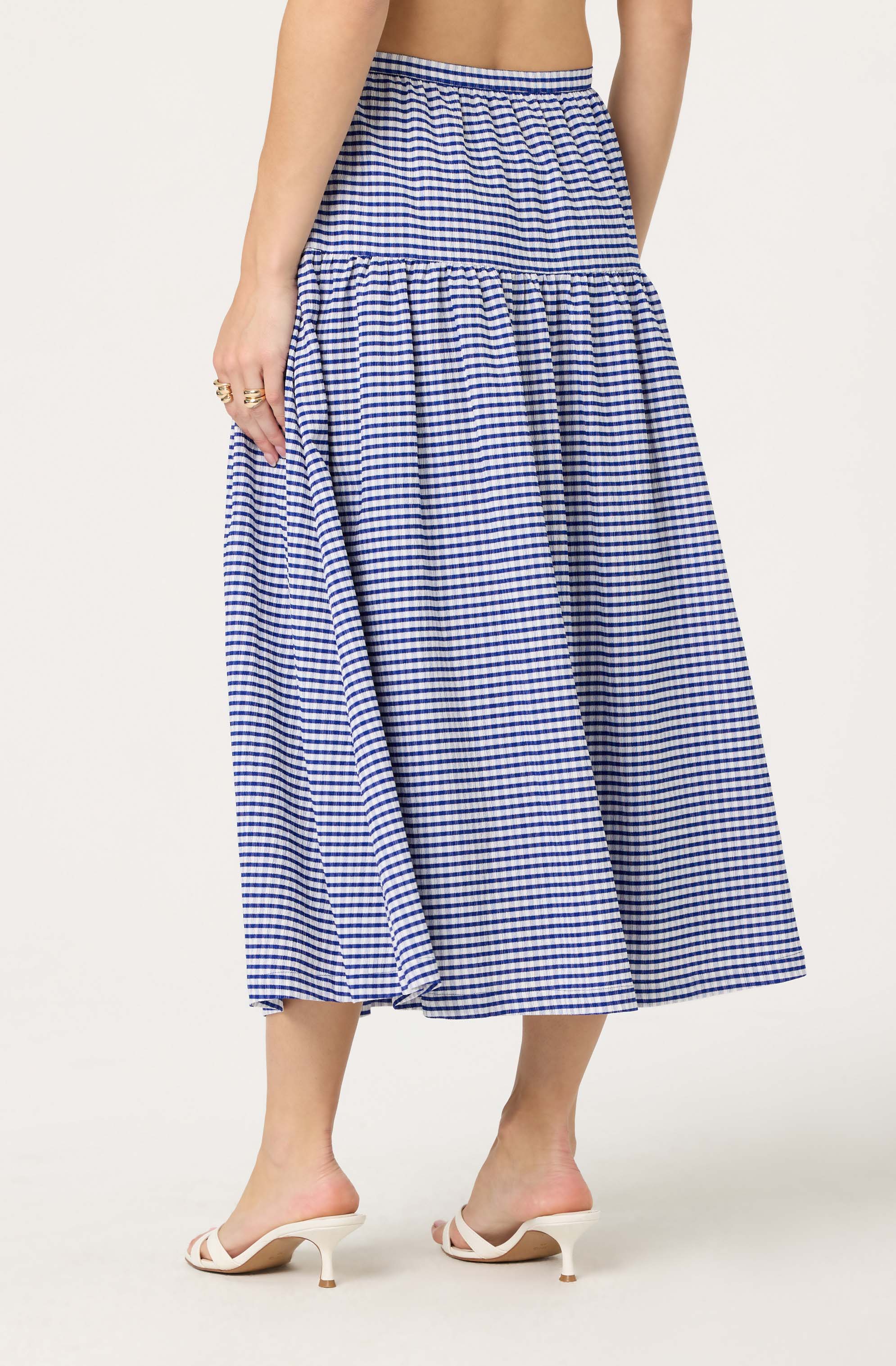Drop Waist Gingham Midi Skirt