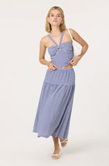 Drop Waist Gingham Midi Skirt