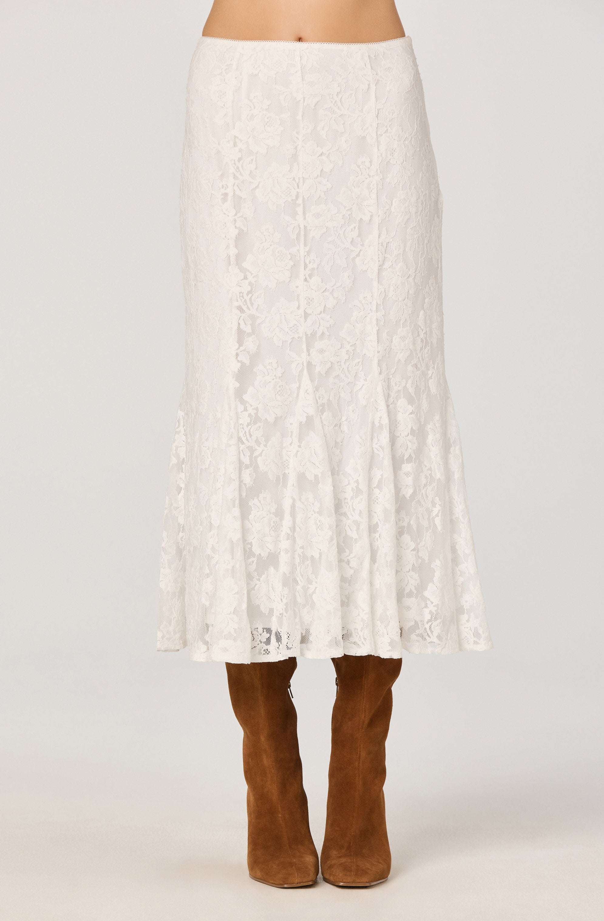 Lace Godet Midi Skirt