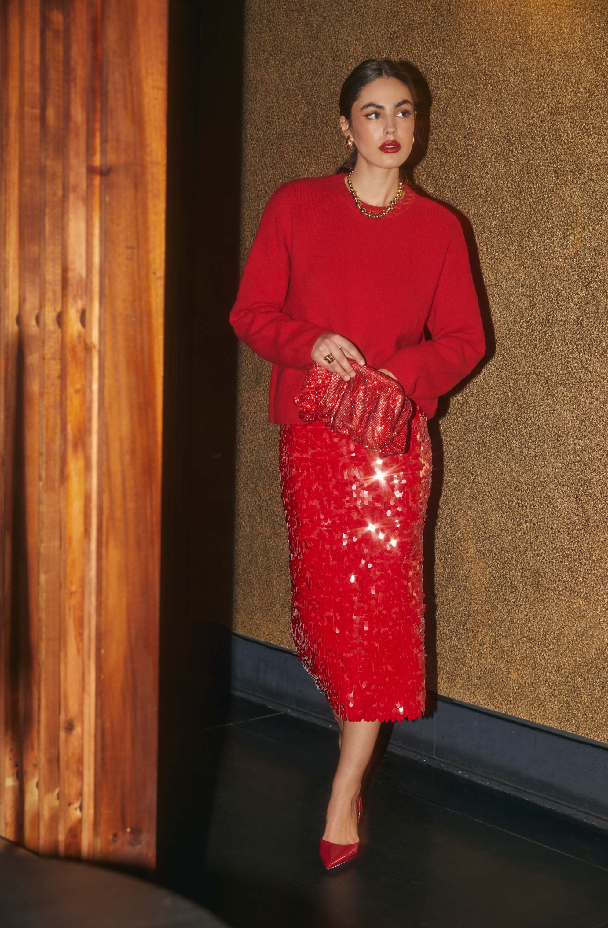 Amos Sequin Midi Skirt