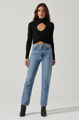 Elia Mock Neck Cutout Sweater