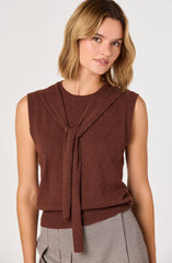 Sleeveless Layered Scarf Sweater