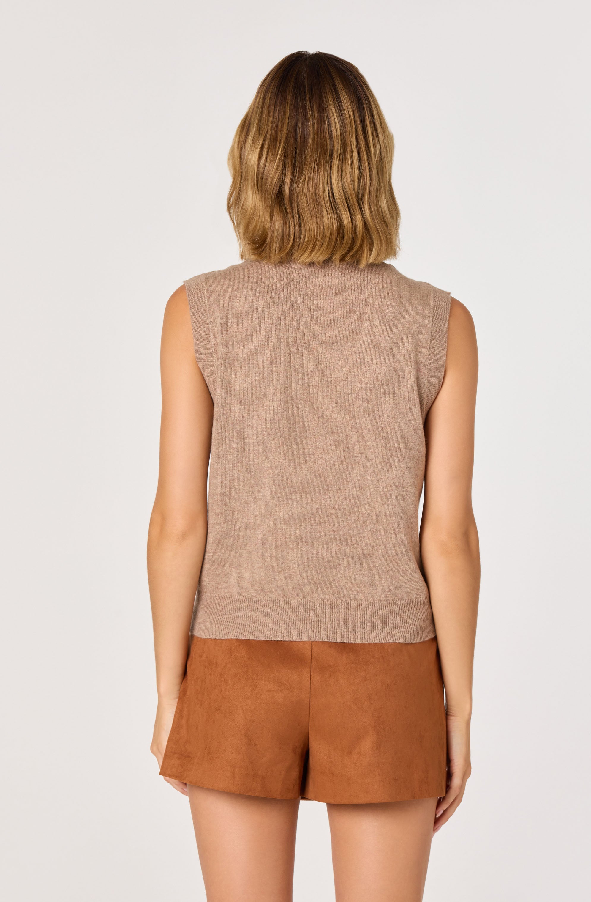 Sleeveless Layered Scarf Sweater